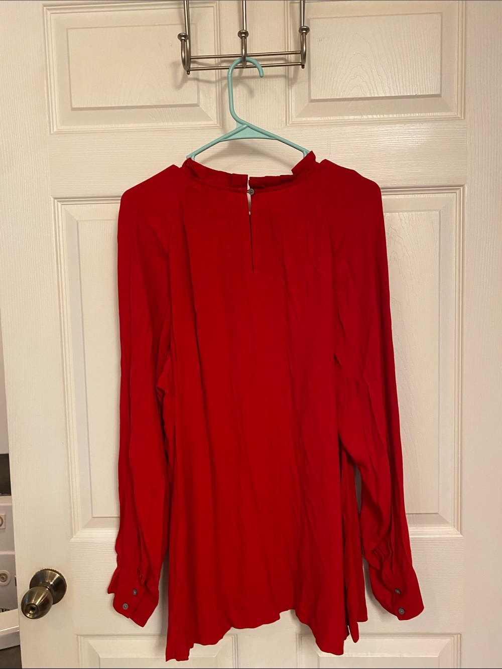 LOFT Plus Red Ruffle Neck Blouse 20 - Picture 2 of 4